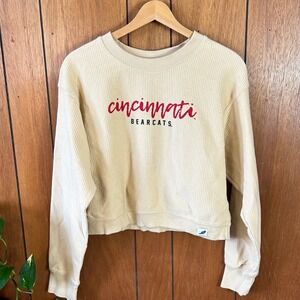 Unwind by‎ League Cincinnati Bearcats Ribbed Sweatshirt Cream Womens Medium